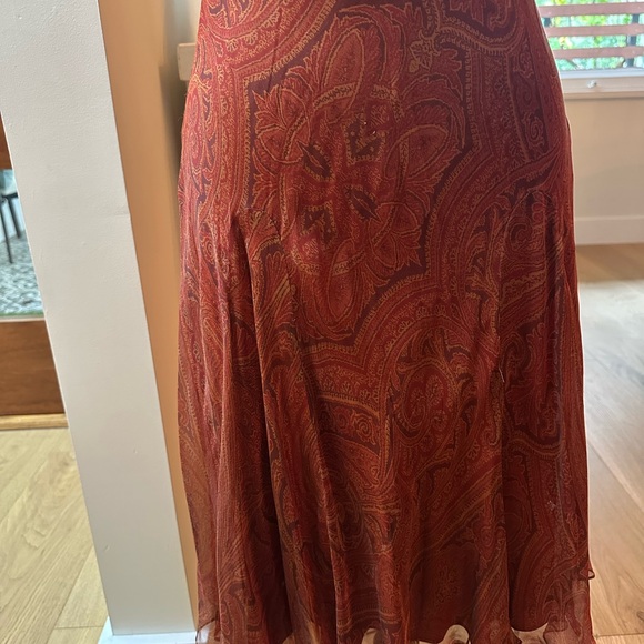 Silk Carmen Marc Valvo Dress in Copper Paisley - Picture 7 of 11